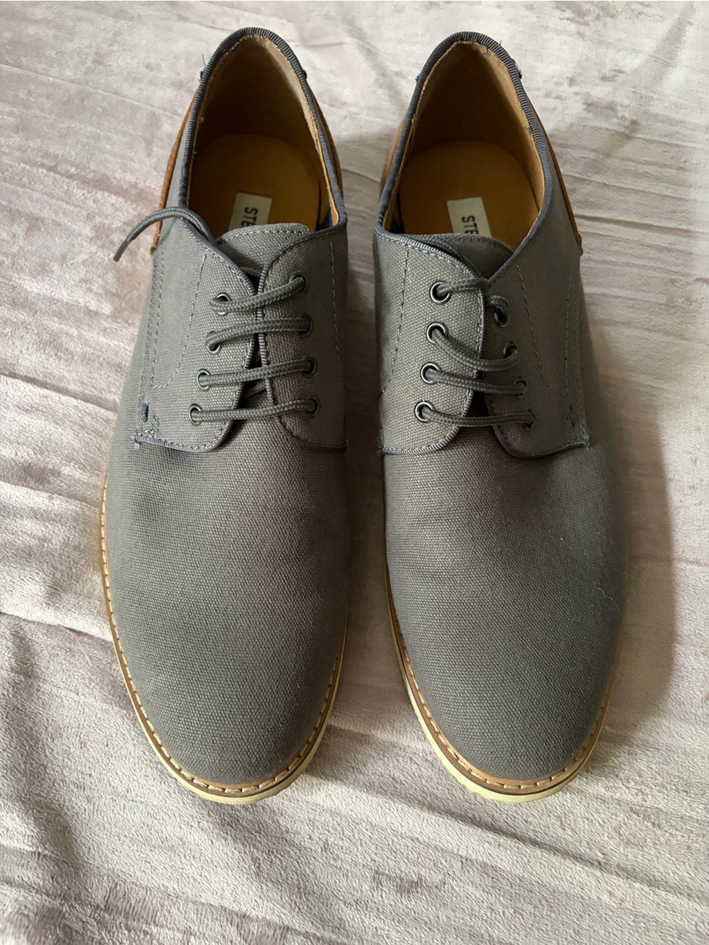 Steve Madden Men's P-Oskar Gray Canvas & Leather Lace-Up Shoes Sz 8.5